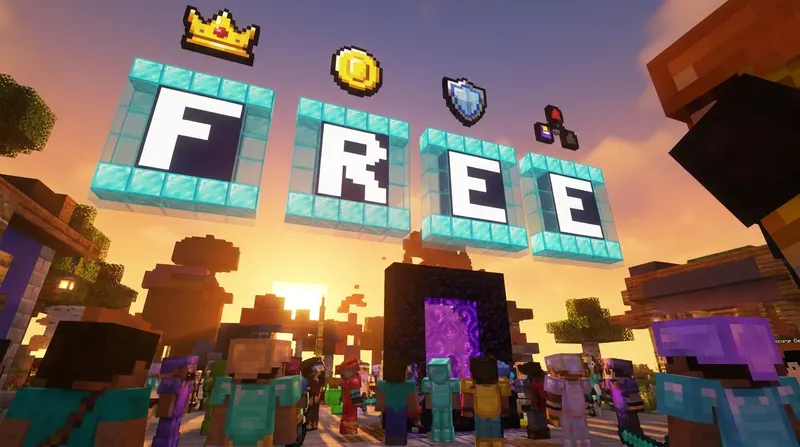 Gracze na darmowych serwerach minecraft budujący razem w trybie survival