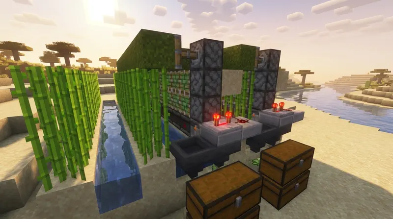 farma trzciny minecraft Automatyczna farma trzciny minecraft zbudowana nad wodą z systemem redstone