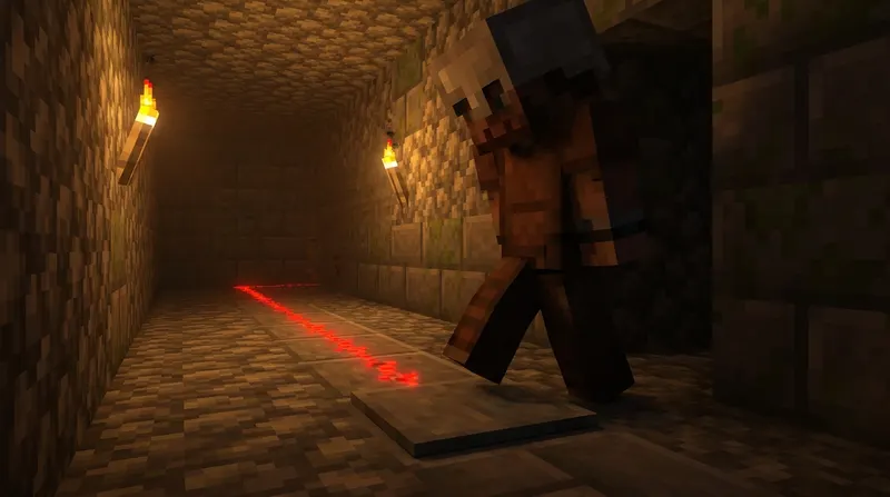 Detektor w Minecraft umieszczony na bloku kamienia w grze