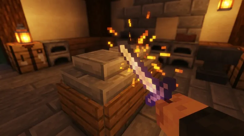 Kamień szlifierski w Minecraft - stół do craftingu z układem materiałów