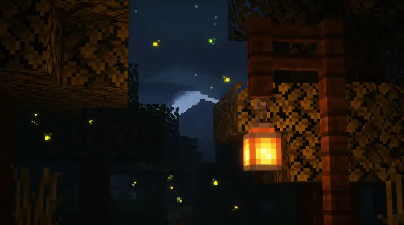 jak zrobić latarnię w minecraft Latarnia w Minecraft umieszczona na bloku kamienia, oświetlająca okolicę