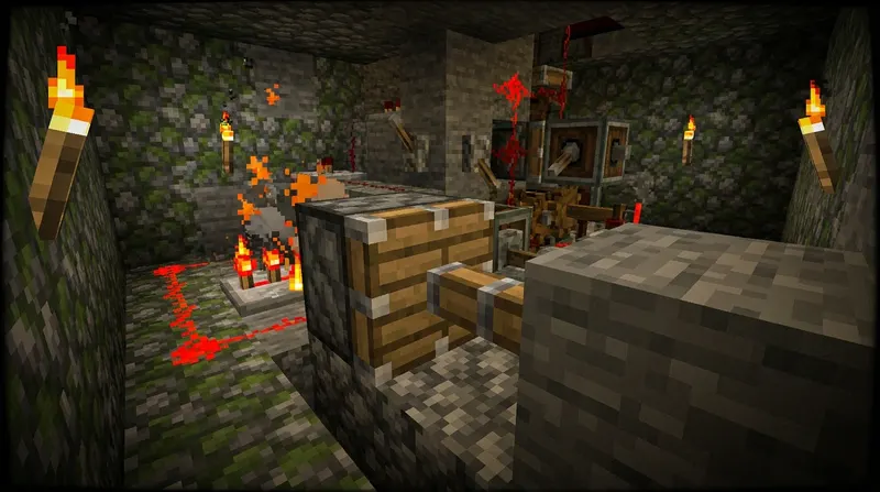 Crafting piston w Minecraft - układ przedmiotów w stole rzemieślniczym