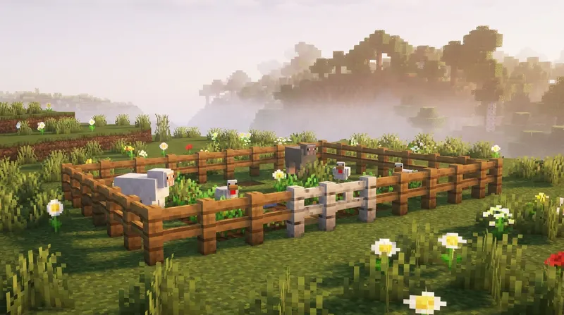 jak zrobić płotek w minecraft Gracz budujący płotek w Minecraft - jak zrobić płotek w grze