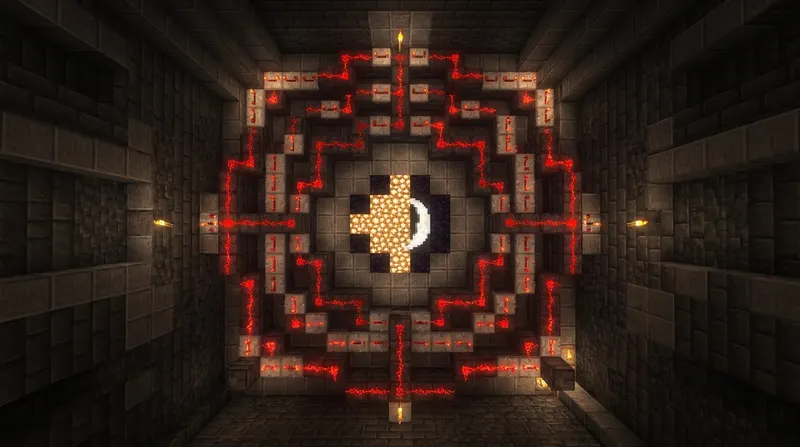 jak zrobić zegar w minecraft Zegar w Minecraft wykonany z redstone i komparatorów na tle warsztatu crafting
