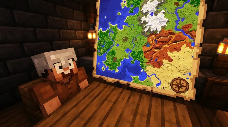 mapa świata minecraft Gracz trzymający mapę świata minecraft w grze podczas eksploracji terenu