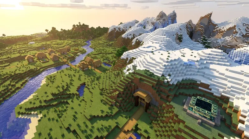 najlepszy seed w minecraft Najlepszy seed w minecraft pokazujący wioskę przy spawn punkcie z portalem